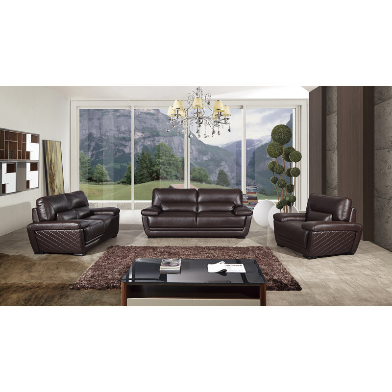 Genuine Leather Pillow Top Arm Loveseat, Dark Brown, 35" H x 71" W x 37" D