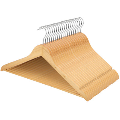 Shoulder Notched Light Acacia Wood Swivel Clothes Hanger 20 Piece Set