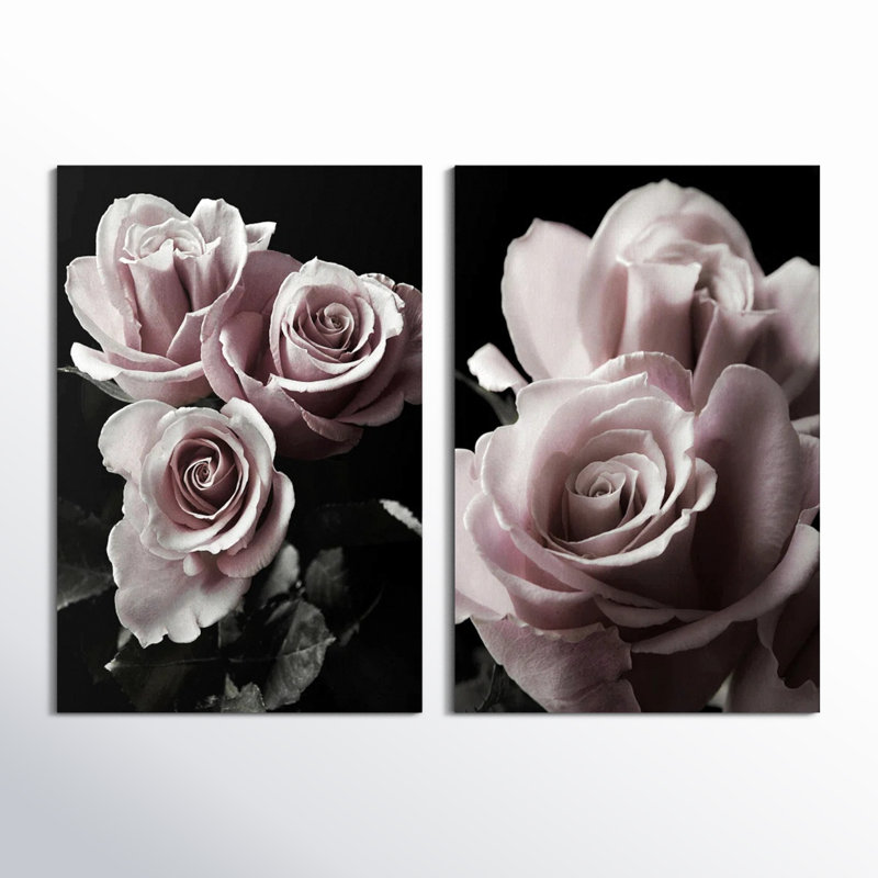 " Rose Noir I " 2 - Pieces, 48" H x 64" W x 1" D, Wrapped Canvas