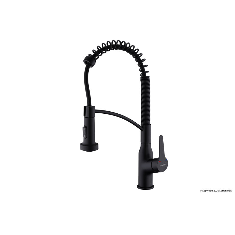 Karran Quartz 34'' X 21-1/4'' Single Bowl Farmhouse Apron Kitchen Sink With KKF210 Faucet, Matte Black, Matte Black