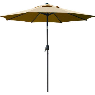 Parasol de patio 9 pi, parasol de table d'extérieur avec bouton-poussoir inclinable et manivelle, parasol de marché avec 8 nervures robustes, résistant aux rayons UV et imperméable, idéal pour le jardin, la terrasse, la cour et la piscine