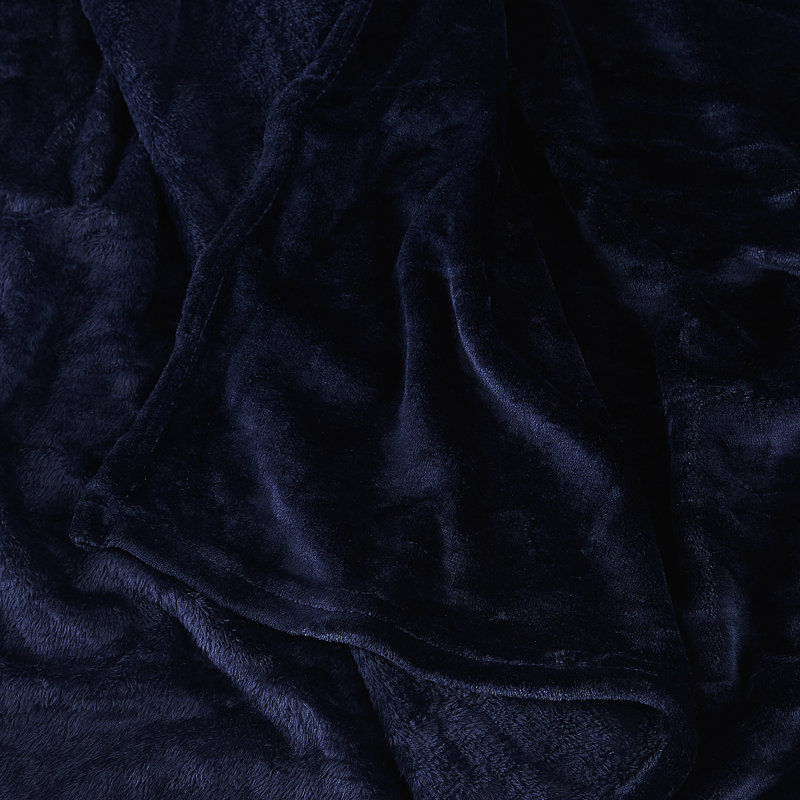 Couverture luxueuse de couleur unie London Fog Plush, Marine, Très grand lit