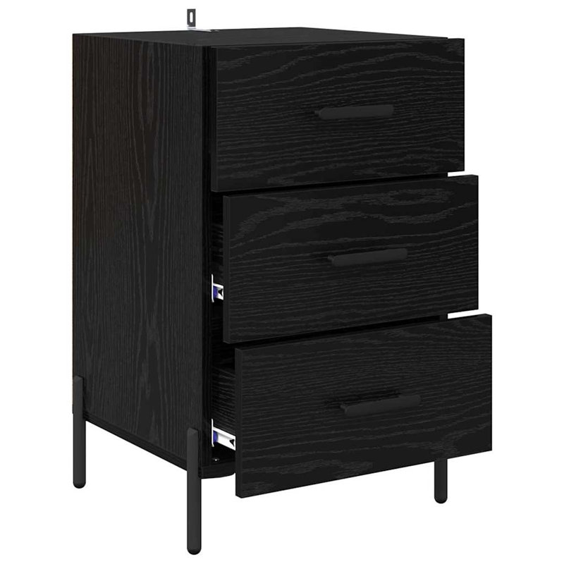 40cm W Manufactured Wood Bedside Table, Black Oak