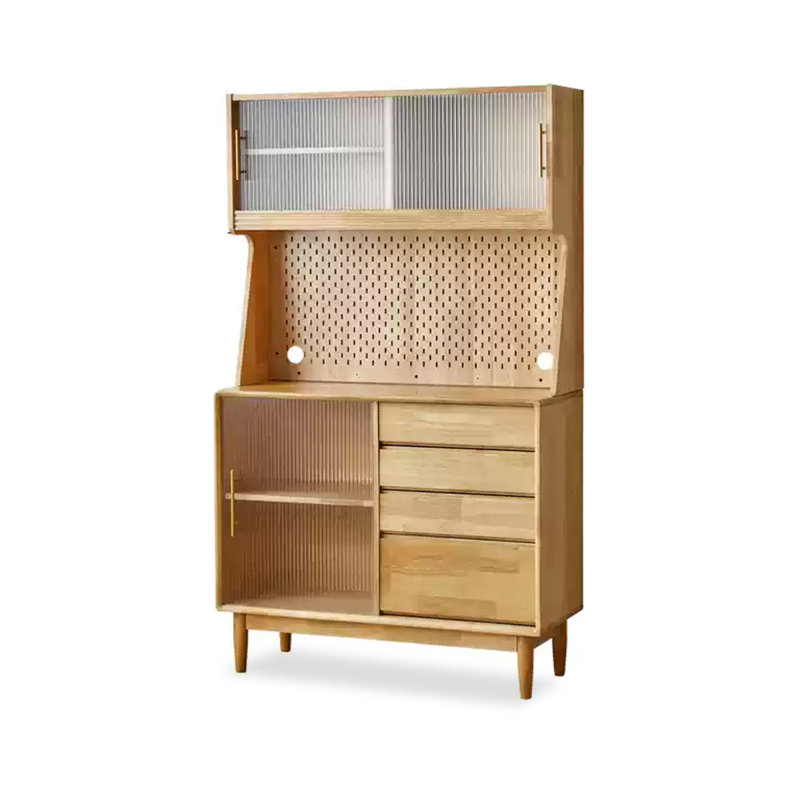 Simple Modern Rubberwood Multifunctional Food Cabinet, Natural