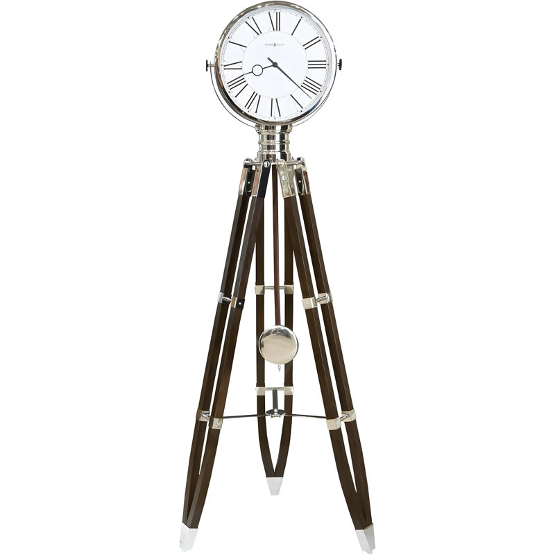 Floor Clock Ii - Retro Hollywood-Inspired Tripod Design With Quartz Triple-Chime Movement And Polished Chrome Accents
