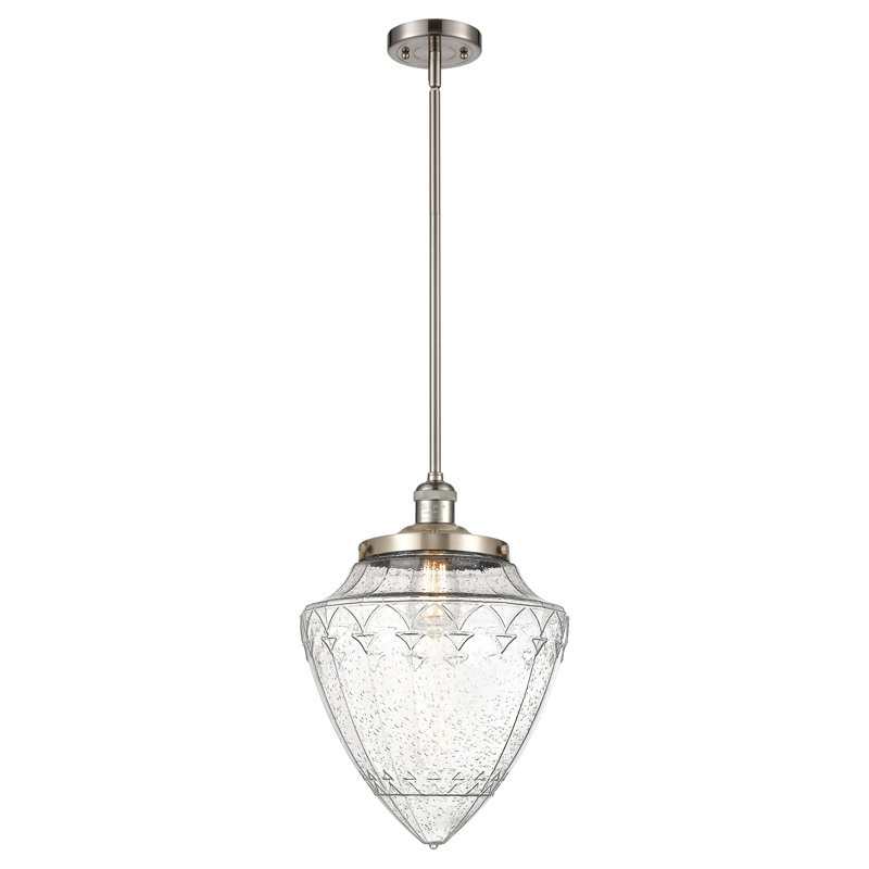 Luminaire suspendu géométrique unique 1 lumière, Grainé, Nickel satiné brossé
