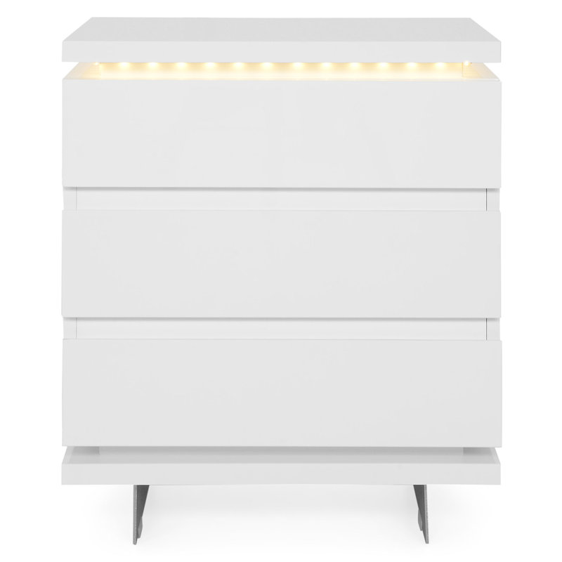 Haeli 50cm W Stainless Steel Bedside Table