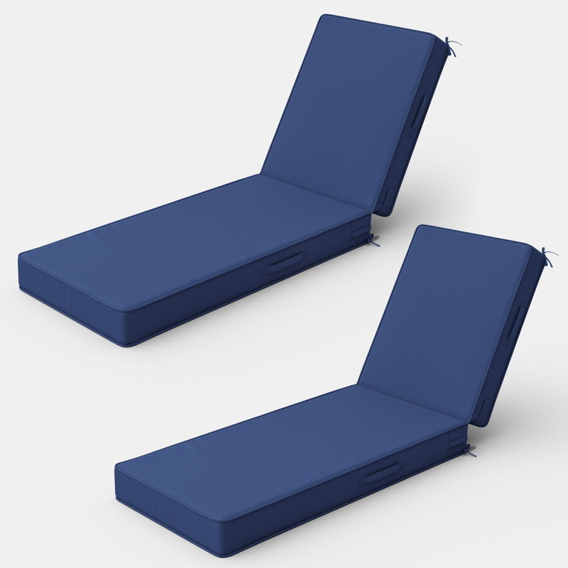 Outdoor Cushions 4'' Chaise Lounge Cushions 21" W X 72" L (Cushions Only), 2, 72" L x 21" W, Blue