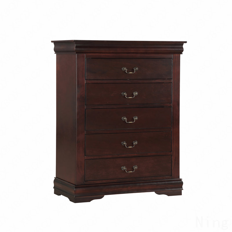 Commode Louis Philip en bois massif de 1 tiroir à finition cerisier 1 pièce, Merisier