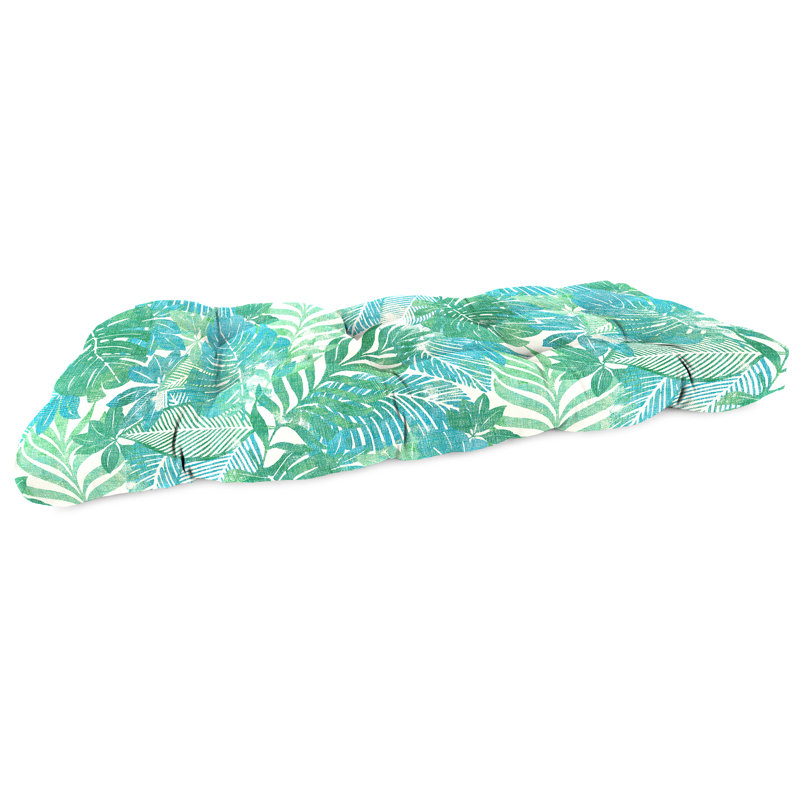 Sunbrella 44" x 18" Contoured Outdoor Wicker Bench Cushion, Alonzo Fresco Geometric