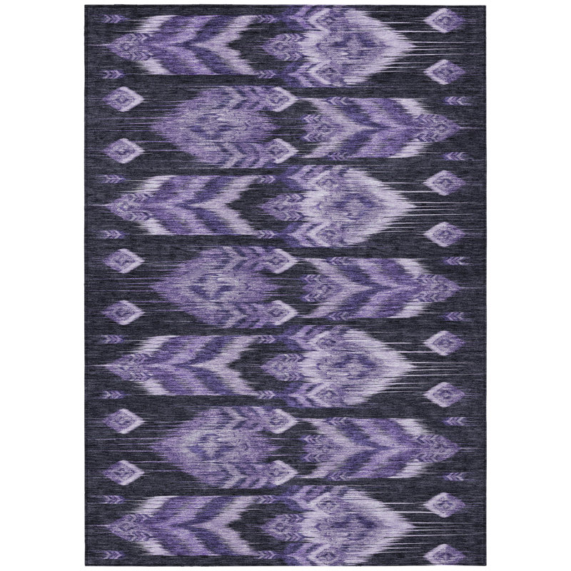 5' X 8' Purple Lavender And Plum Southwestern Washable Indoor Outdoor Area Rug, Rectangle 3' X 5'