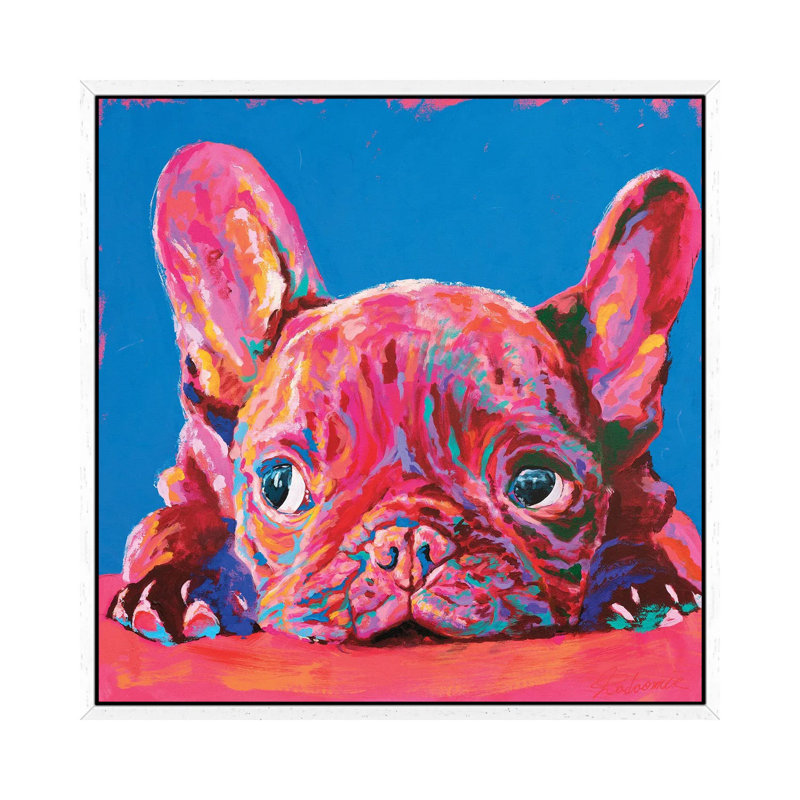 French Bulldog by Tatyana Yabloed - Painting on Canvas, White Framed, 93.98 cm H x 93.98 cm W