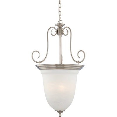 Sawyers 4-Light Indoor Brushed Nickel Hanging Pendant with Alabaster Glass Bowl