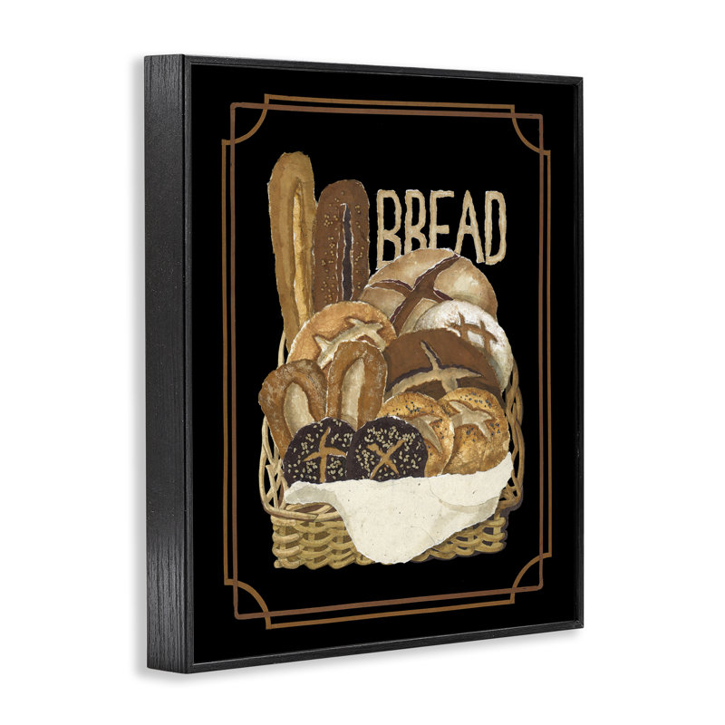 Panier à pain traditionnel par Nancy Overton, H 30 po x l 24 po, Giclée encadrée noir minuit