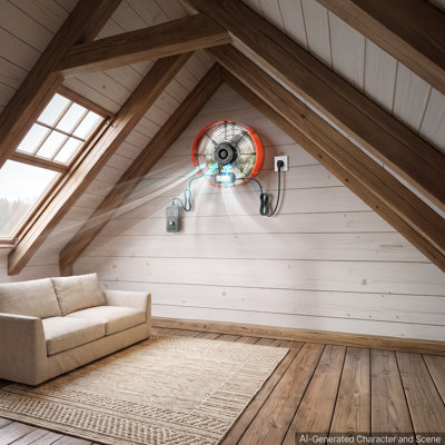 Gable Mount Fan, 15 in Attic Vent Exhaust Fan 1650 CFM Thermostat, Cooling and Ventilation for Home, Garage, Warehouse, Workshop, Carbon Steel Housing with Mounting Brackets & Hardware, Orange