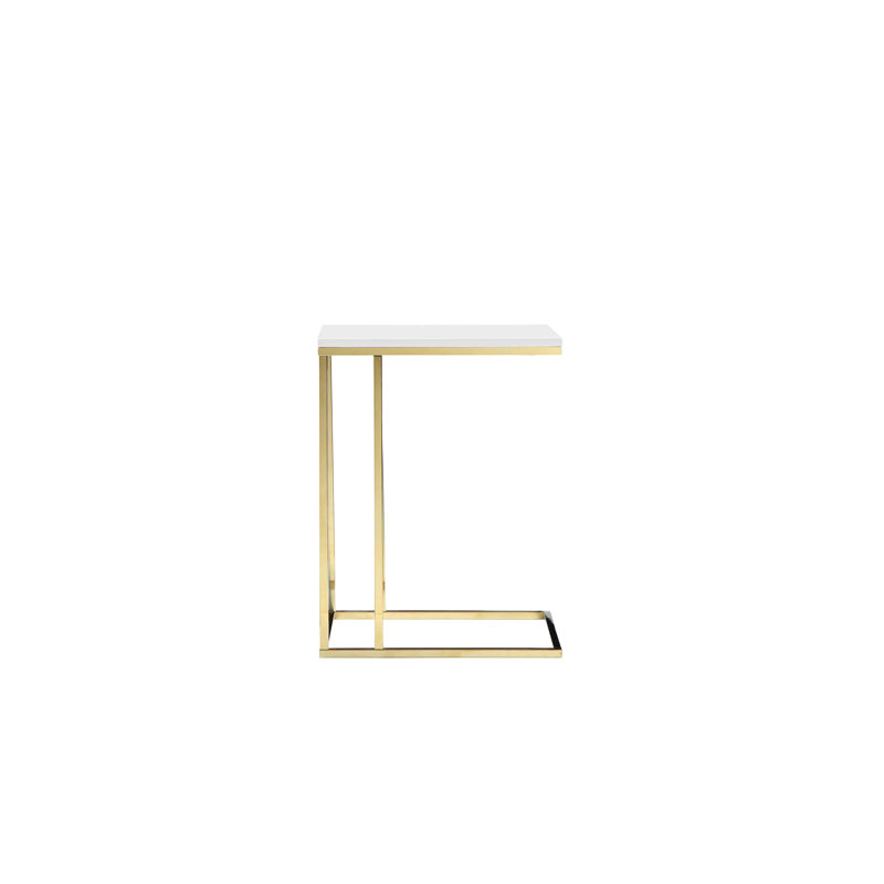 Table de bout Hampshire C, Plateau blanc / base or