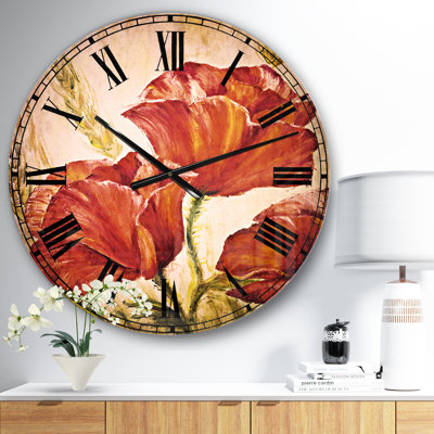 Three Poppies Flower - Traditional wall clock