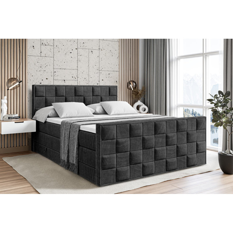 Brenen Pocket Spring Mattress Divan Bed Set, 120cm W x 200cm D, Black