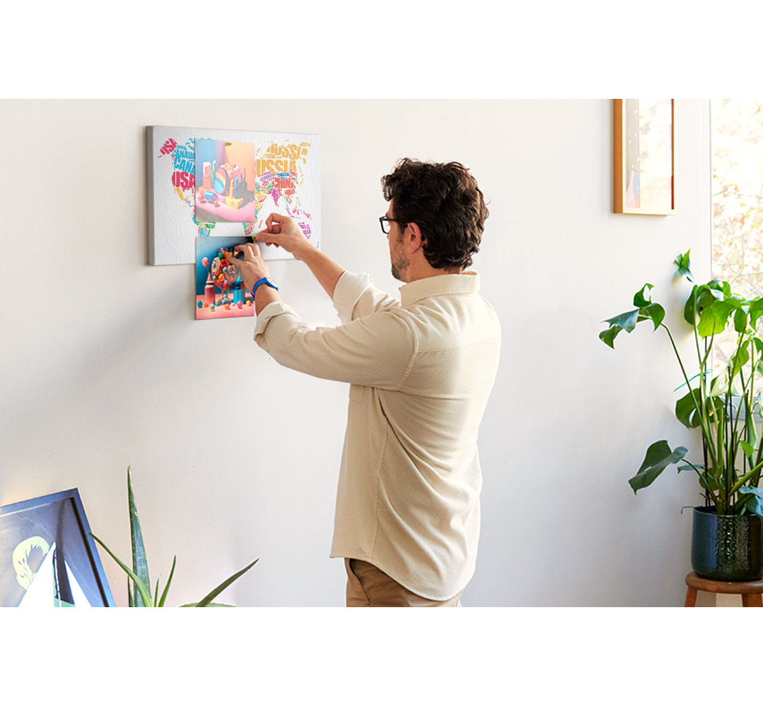 Wall Mounted bulletin board print wall art notice boards for office corkboard Color country names