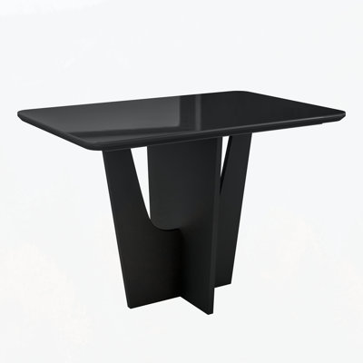 Compact 4 Seater Italian Dining Table with Painted Glass Top and Wooden Base