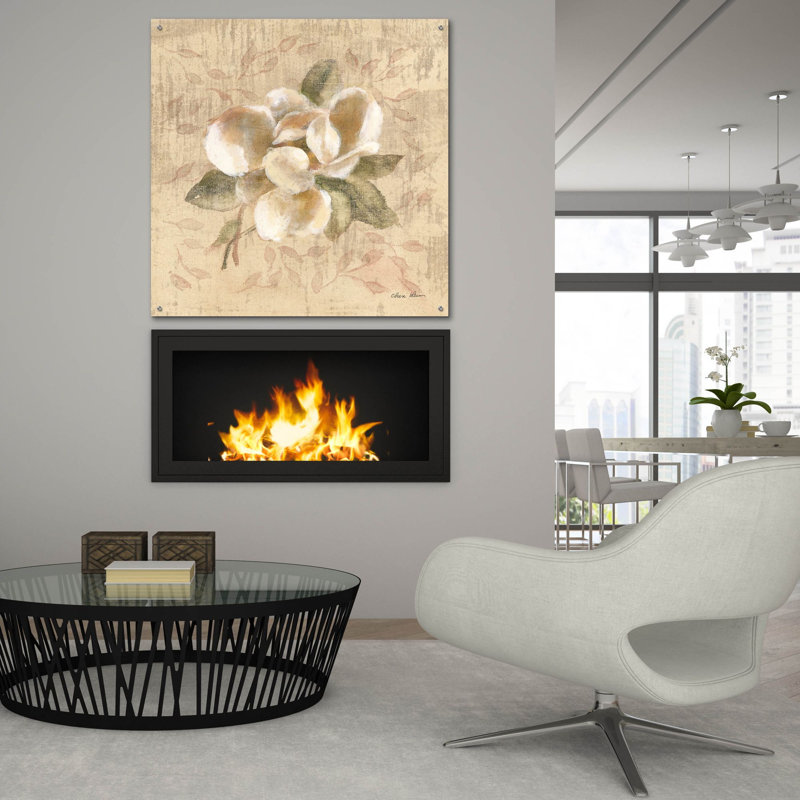 «Red Floral 3» par Cheri Blum, art mural en verre rouge Red Barrel Studio®, H 36 po x l 36 po x P 0,2 po
