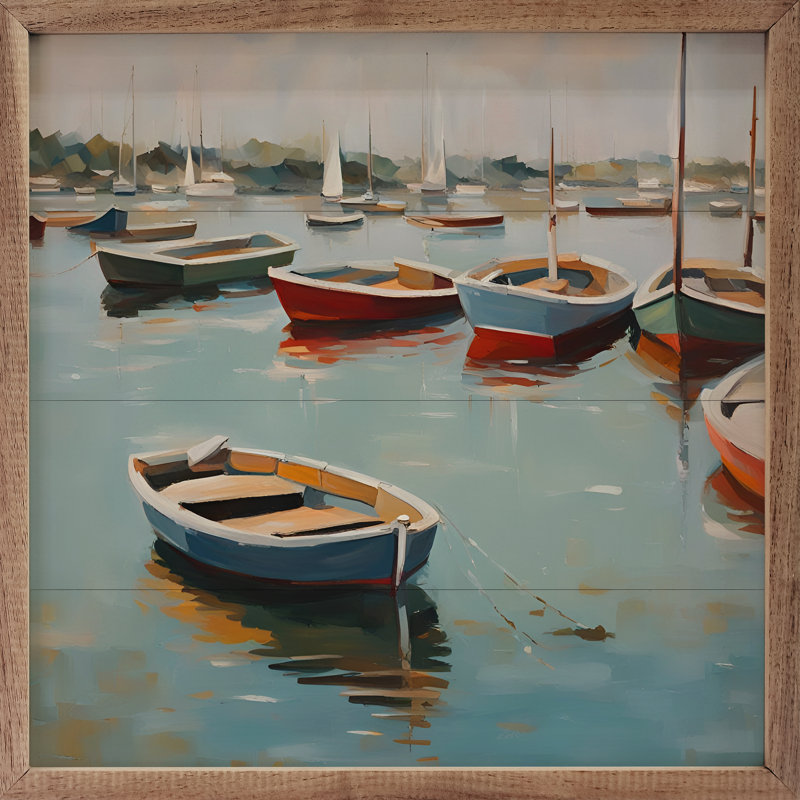 Bateaux sur la baie, H 12 po x l 12 po x P 1 po