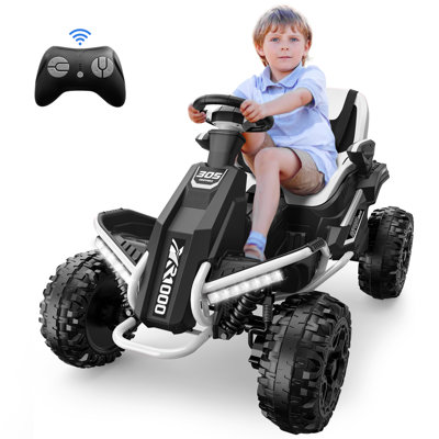 Voiture jouet 24V 4WD Ride On avec 4 moteurs puissants, suspension à ressorts, siège large de 14 pouces pour les grands enfants