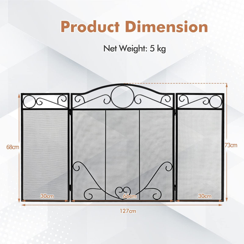 3-Panel Folding Fire Guard