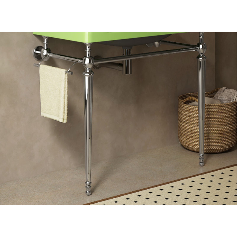 Console de salle de bain autoportante de 36 po avec pieds en fer, sans lavabo ni robinet, sans évier ni drain, chrome