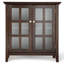 Armoire de rangement bas de style transitionnel en bois massif avec portes vitrées et tablettes réglables Acadian-742372086-676016431