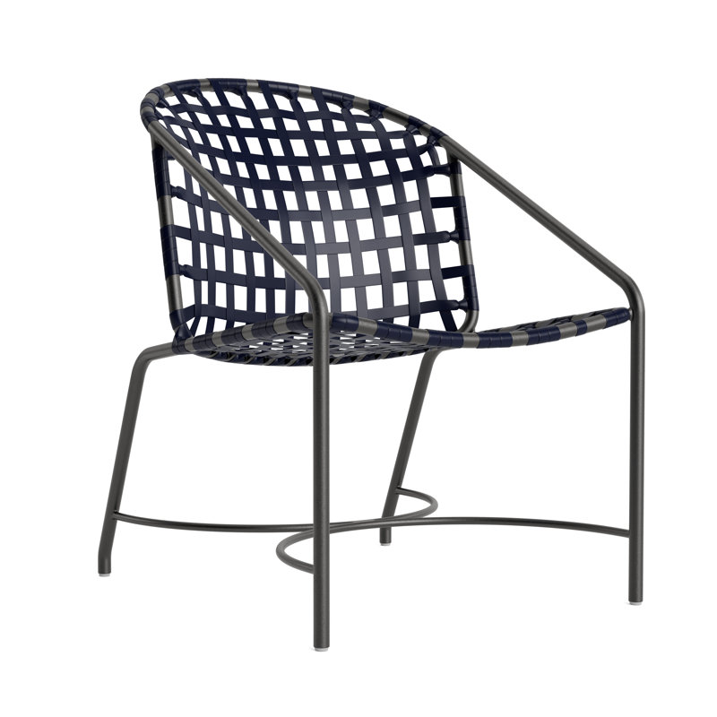 Kantan Outdoor Lounge Chair, Textured Pewter/Marine Vinyl Lace