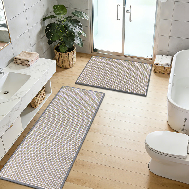 Tapis de cuisine antidérapant et antidérapant (ensemble de 2), Blanc / Gris