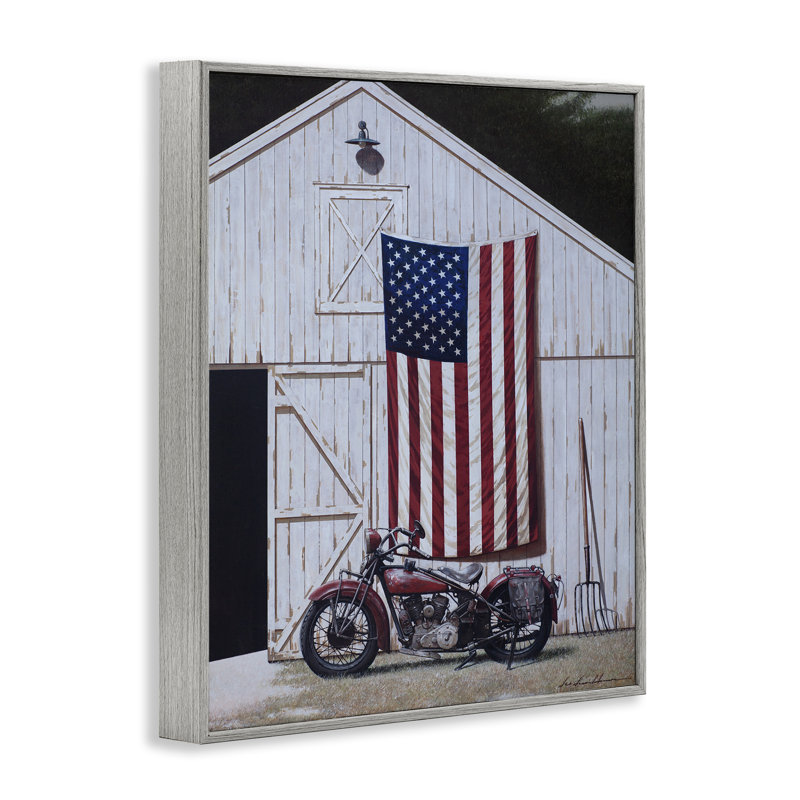 Drapeau américain et art de la moto, estampe numérique, conception par Zhen-Huan Lu, H 14 po x l 11 po