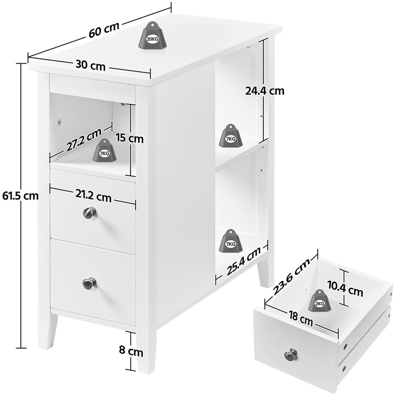 Toth 60cm W Manufactured Wood Bedside Table