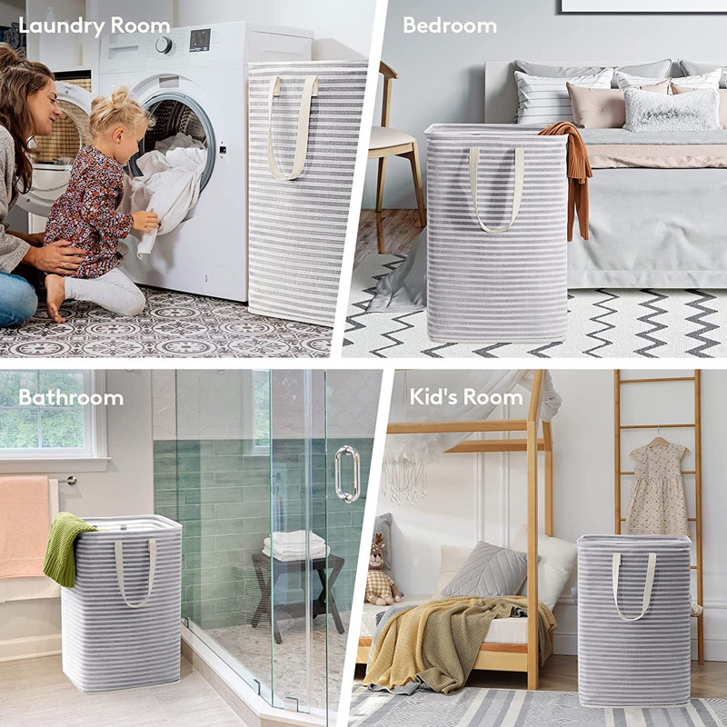 Laundry Hamper with Handles, 23.6" H x 11.8" W x 15.7"D