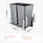 Pull-Out Trash Can, 50 QT x2 Double Under Mount Kitchen Waste Container, Heavy-Duty Garbage Recycling Bin with Door Kit and Soft Close Slide, Sink, Under Counter (Grey), Designed for Kitchen Cabinet-117497781