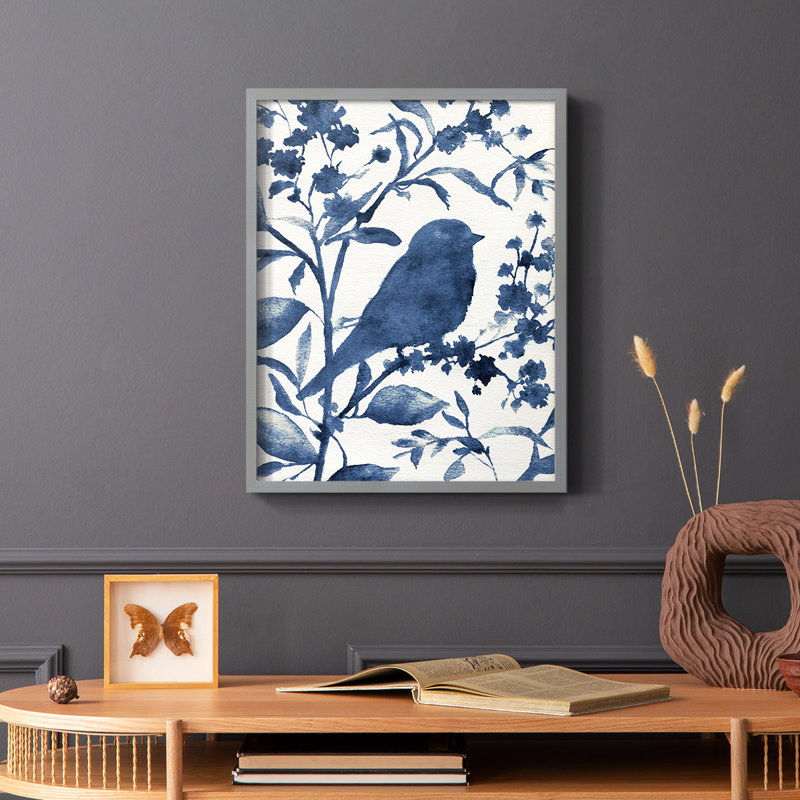 Bluebird Silhouette I, reproduction encadrée - bois massif, Gris, H 10 po x l 8 po