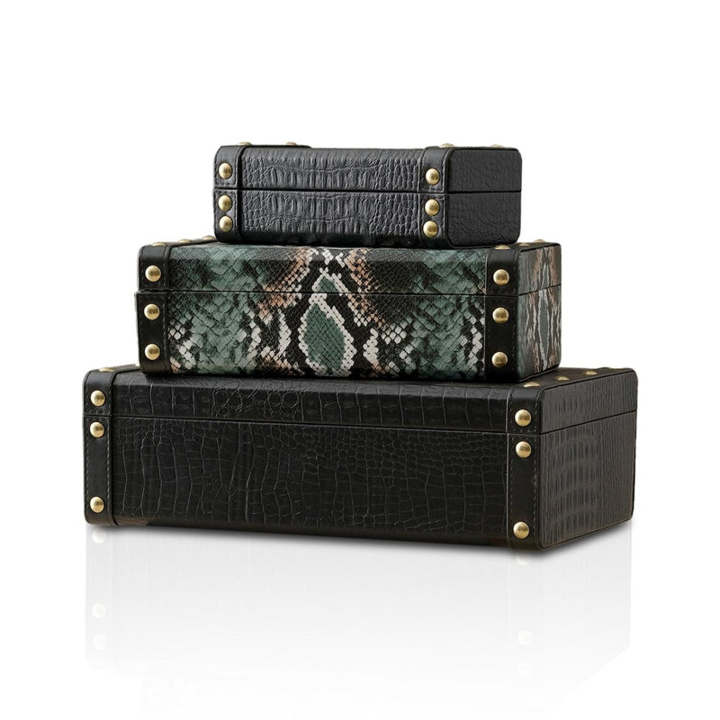 3 Piece Decorative Box Set, Green