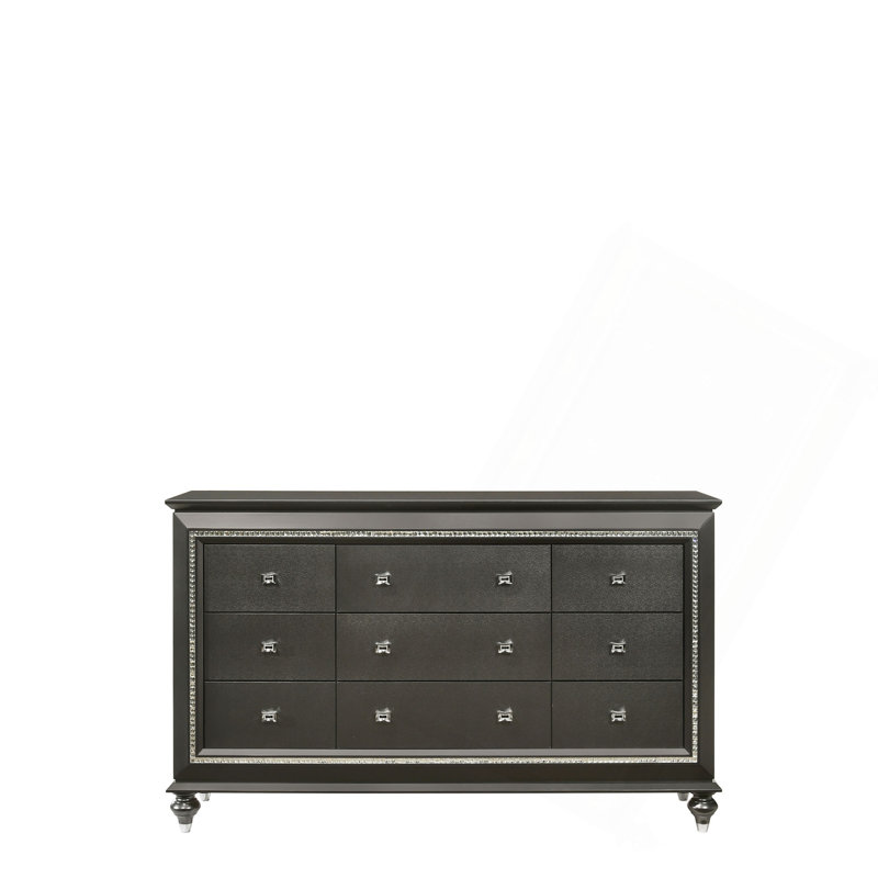 Commode à finition gris métallique
