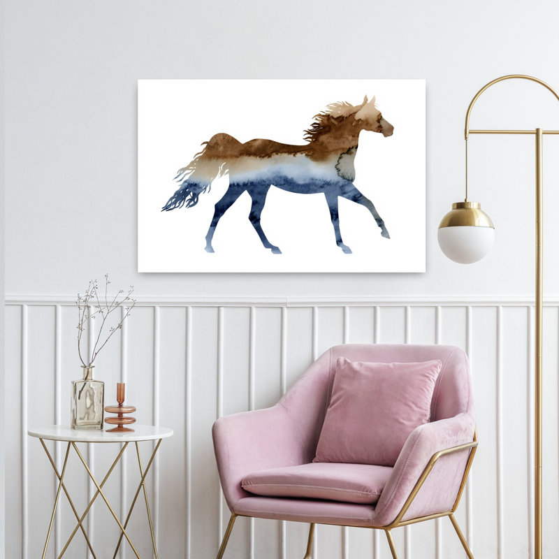 Art abstrait cheval contemporain, 24" H x 36" W