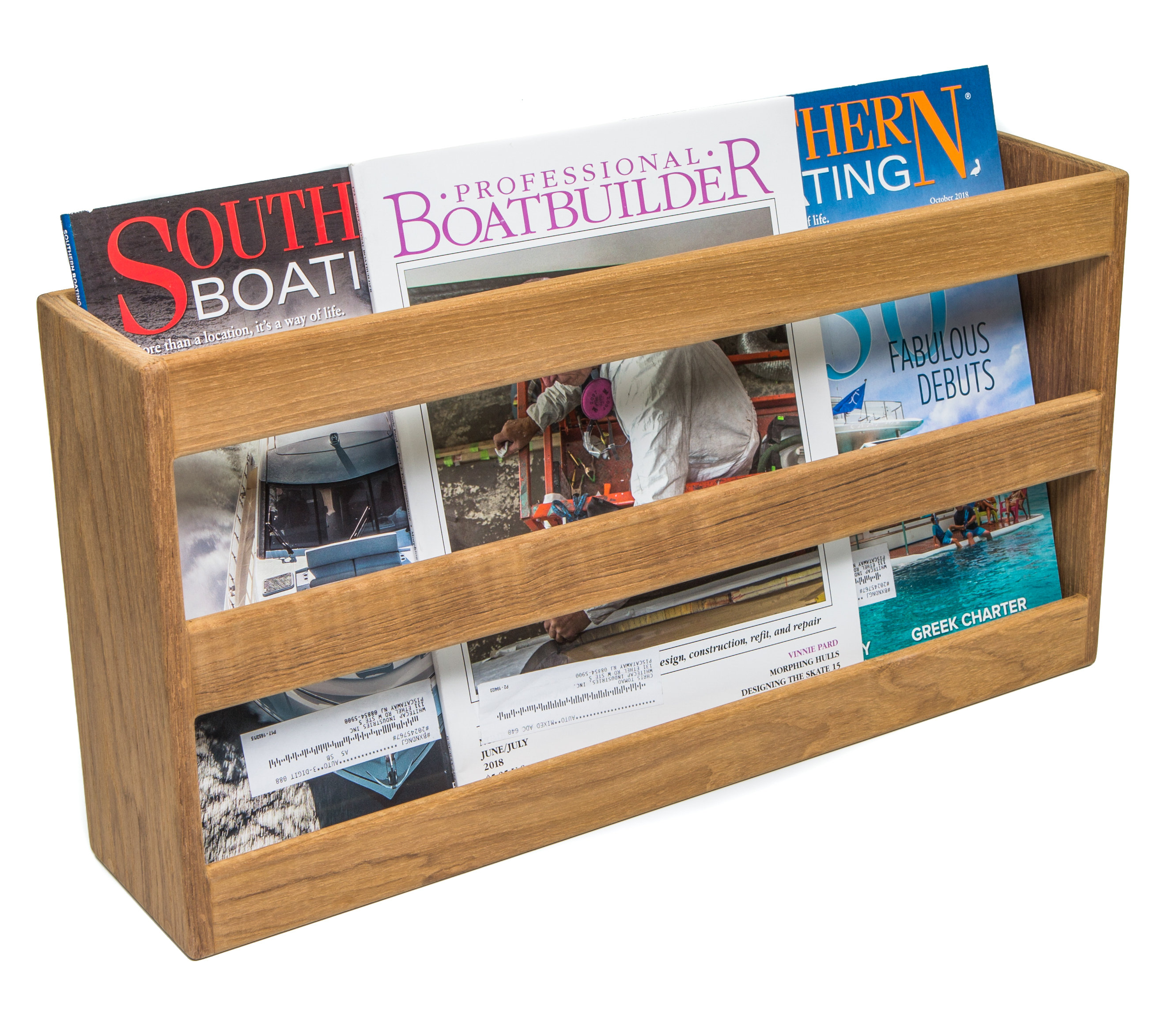 Millwood Pines Teak Double-Wide Magazine Rack | Wayfair