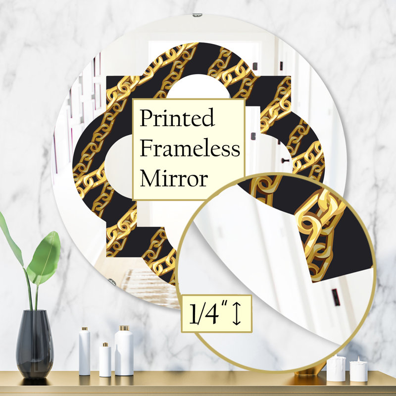 Miroir mural Quatrefoil Zigzag, H 31,5 po x l po, Chaîne quatrefoil tendance