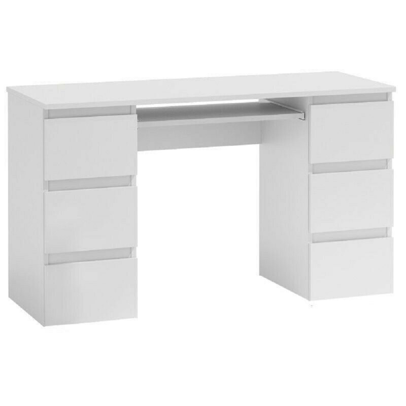Theon Solid Wood Base Computer Desk, White