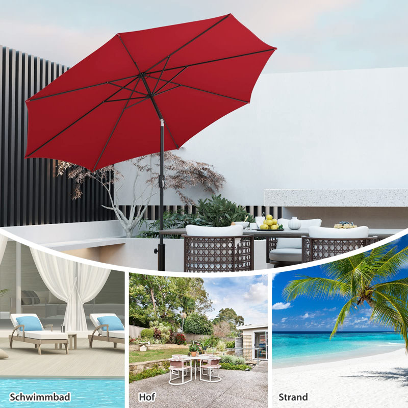 Goggin 300cm Lighted Market Parasol, Burgundy
