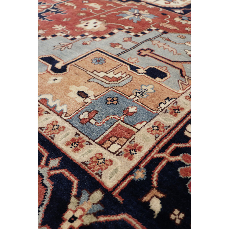 Serapi Hand Knotted Wool Oriental Area Rug in Rust/Black/Brown, Rectangle 9' x 13'