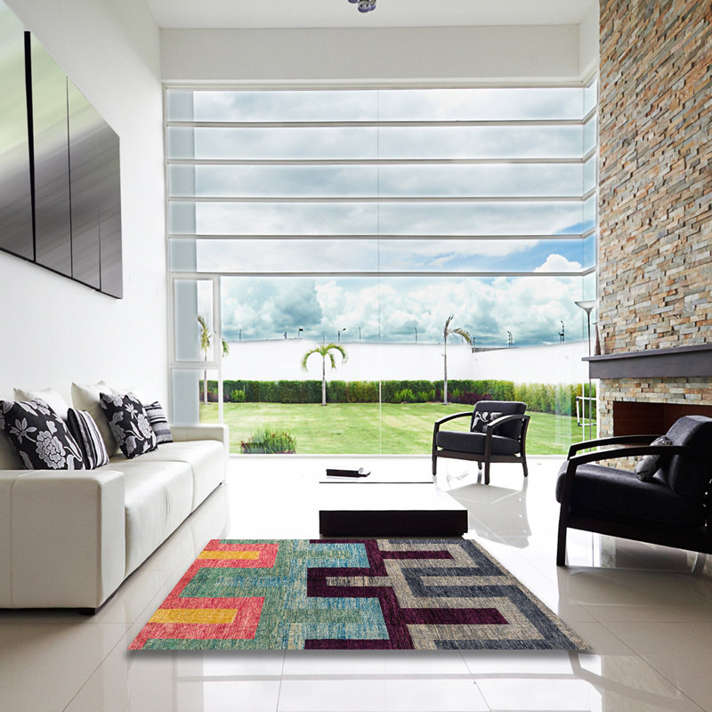 Tapis abstrait moderne 5068, Carré 8 pi