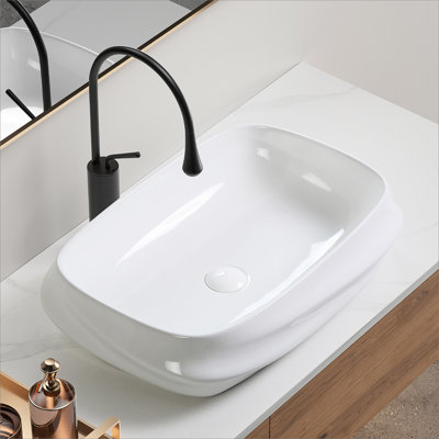 Lavabo vasque rectangulaire en céramique pour salle de bain
