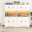 Armoire de cuisine 71 po avec support à micro-ondes, huche de cuisine moderne avec tiroir, tablettes réglables, lumière DEL et prises de courant pour la cuisine, la salle à manger et le salon-832761895