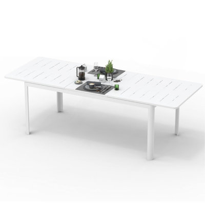 Table de salle à manger extensible pour patio, table d'extérieur en aluminium et métal pour 6 à 8 personnes