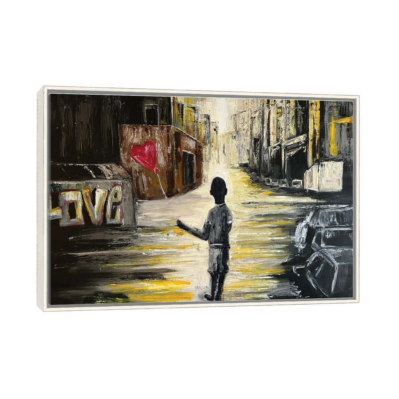 Mon amour - reproduction d'art murale - toile encadrée, 18 po x 26 po, Toile avec cadre, Blanc patiné